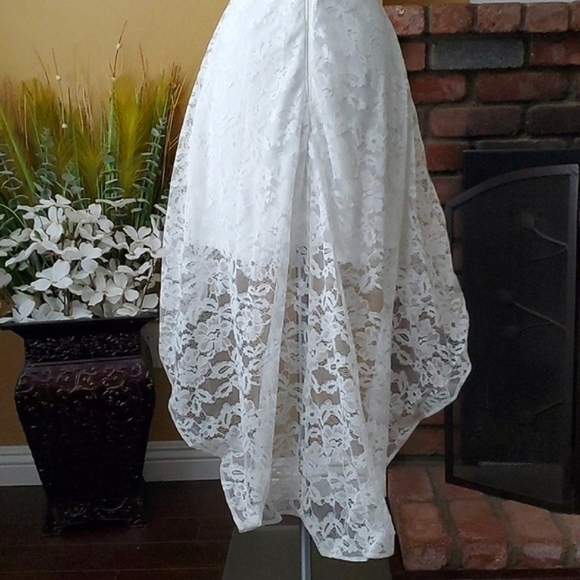 🆕️ SHEIN White Lace Cold Shoulder High Low Wedding Dress SIZE: XL - Picture 10 of 16